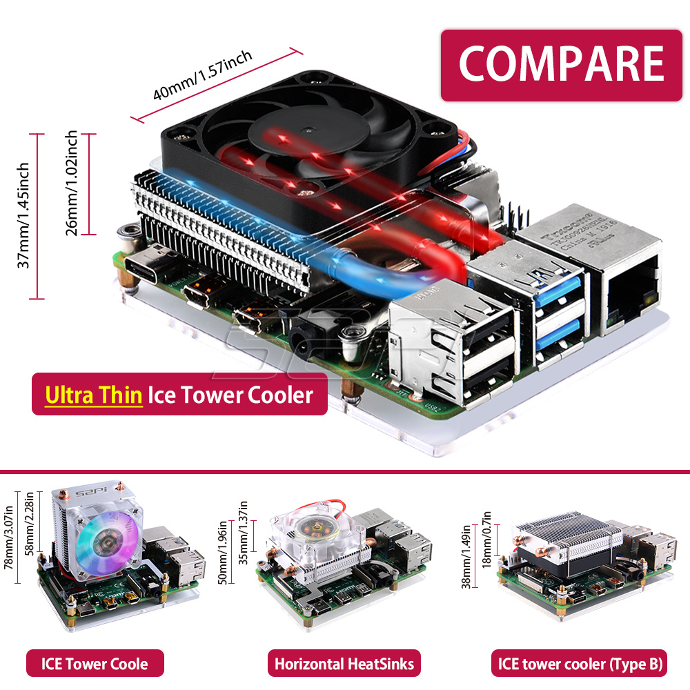 52Pi New Ultra Thin Ice Tower  - Deskpi Super6C ulasan dan harga